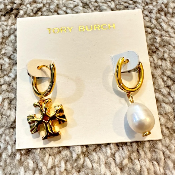 Amazing 100% AUT❗️ Designer Tory Burch Kira Mismatched Pearl Drop Earrings - Picture 1 of 5